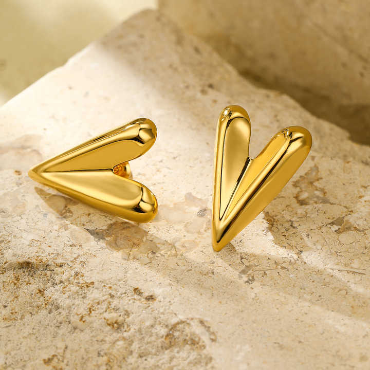 Heart Shaped Stainless Steel Studs Earrings