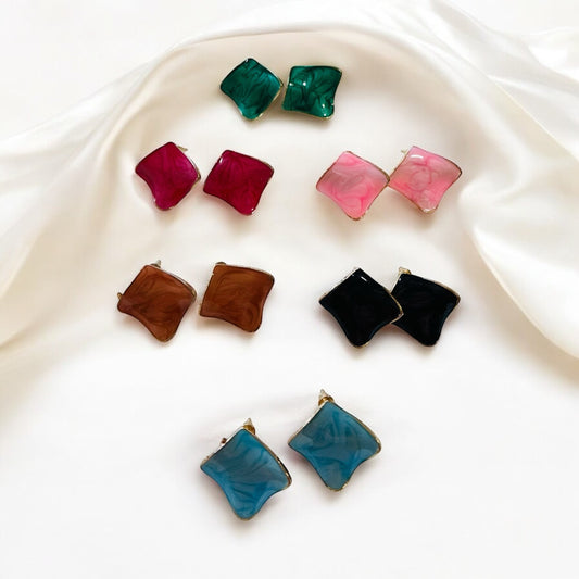 Geometric Square Stud Earrings