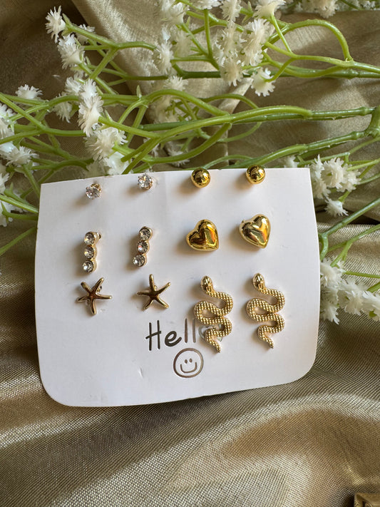 Golden Charm Earring Set